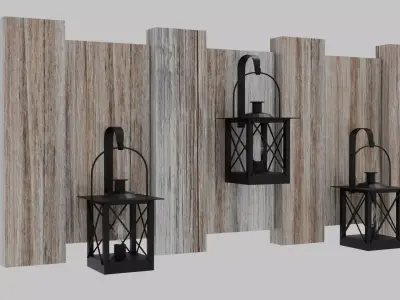 Recycled Wood Hanging Lamp Wall Art Low-poly 3D model