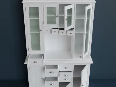White wooden kitchen cabinet 3D model