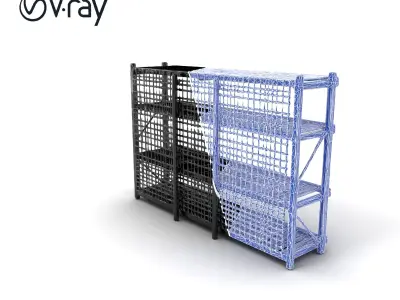 Industrial Supermarket Shelf System model pack Low-poly 3D model