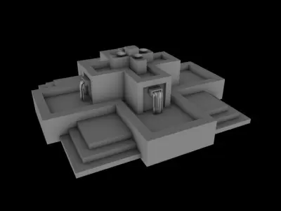 Low poly Fountain with stairs Low-poly 3D model