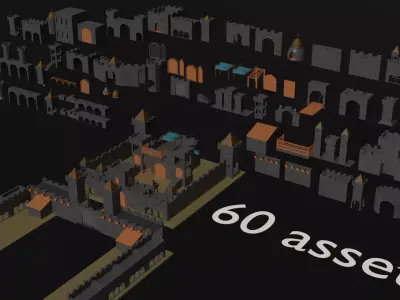 Modular Castle Pieces Low-poly 3D model