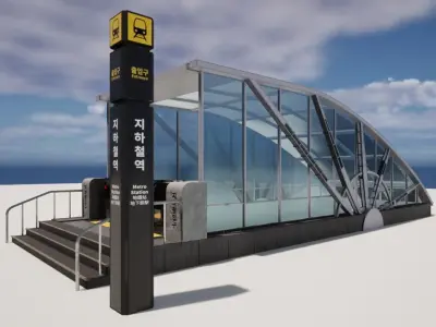 Korean Underground Metro Entrance 01 Low-poly 3D model