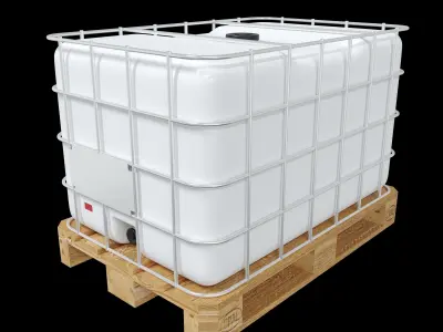 Euro-cubes  capacity 1000l cubic capacity on a wooden pallet 3D model