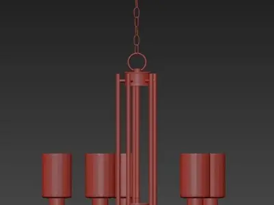 Modern Chandelier With White Glass 3D model