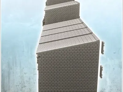 Set of ten urban multi-storey buildings with single roof intact  3D print model