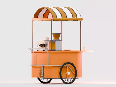 Amusement Park - Food Cart 1  Low-poly 3D model