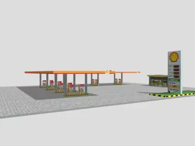Fuel Station Low-poly 3D model purchase