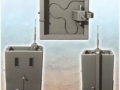 Square futuristic building with lampposts on the facade 16 - Fut 3D print model