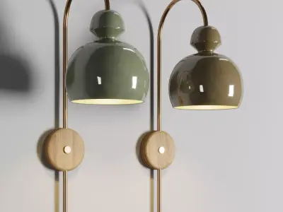 Mobo Ceramic Wall Lamps scene 01 Low-poly 3D model