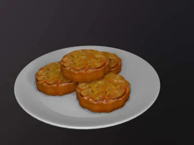 Plate with Traditional Mooncakes