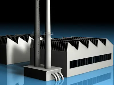 Stilizedcity-factory factory in water 3D model