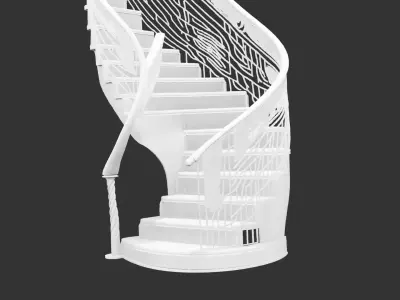Decorative Spiral Staircase Section for 3D print Low-poly 3D model