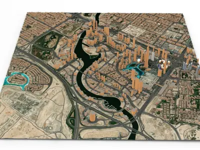 Cityscape Dubai fragment city Down town  3D model