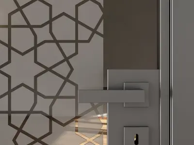 Metal interior door with glazing 3D model
