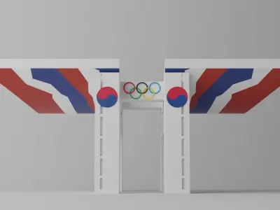 Cartoon Seoul Olympic Park Landmark Korea Low-poly 3D model