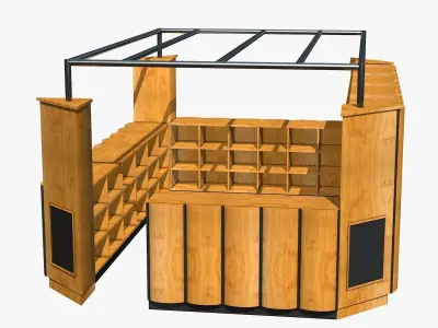 Wooden Kiosk 3D model