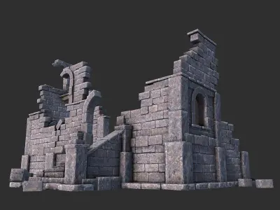Ruined House Low-poly 3D model