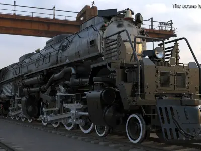  Vintage Locomotive with Trailed Tender Rigged for Cinema 4D 