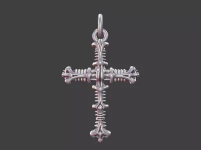 Bio-Organic Giger-Inspired Cross Pendant 3D print model