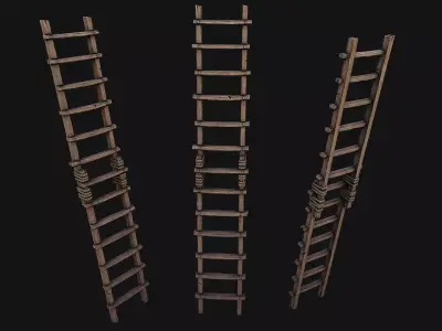 Ladder wooden Low-poly 3D model