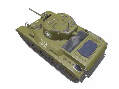 M22 Locust American Light Tank Low-poly 3D model