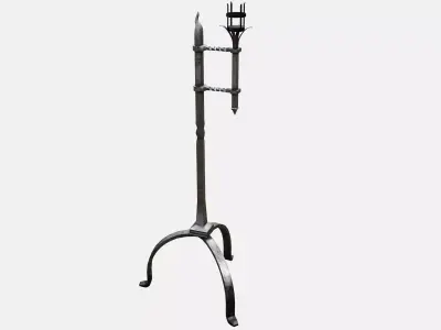 Medieval Torch Low-poly 3D model 13