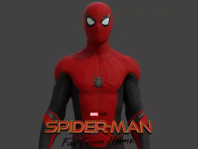Spider-man Far from home 3D Model Rigged and 3D print Low-poly 3D model