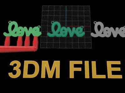 LOVE CURSIVE PENDANT 30MM WIDTH LENGTH MID SIZE 3D print model