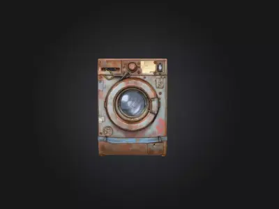 Post-Apocalyptic Washing Machine Low-poly 3D model