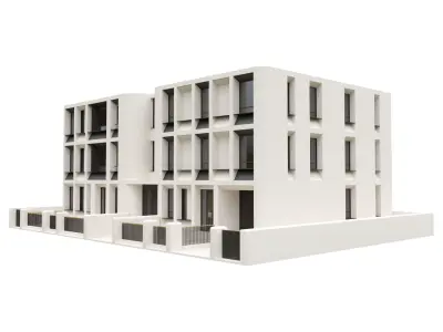Building 2 with fence  3D model