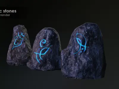 Runic stones Low-poly 3D model