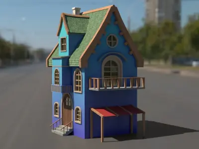 Cartoon house 3D model Low-poly 3D model