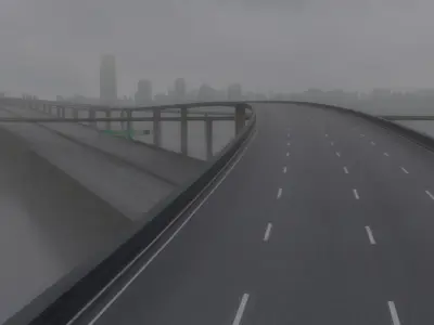Freeway03 overpass on highway in rain 3D model