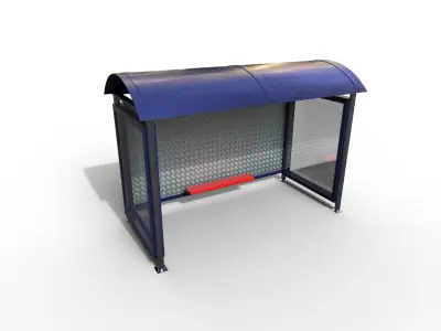 Pack 4 Modern bus stop Low-poly 3D model