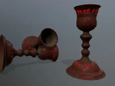 Chalice 4 candlestick Low-poly 3D model