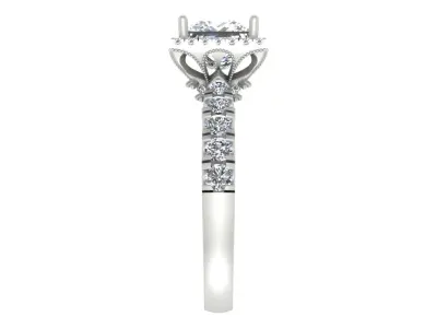 Princess-Cut Halo Diamond Engagement Ring  3D print model