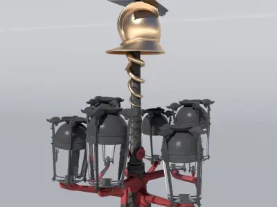 Lamp Post - Royal Light Gothic Street Light Low-poly 3D model