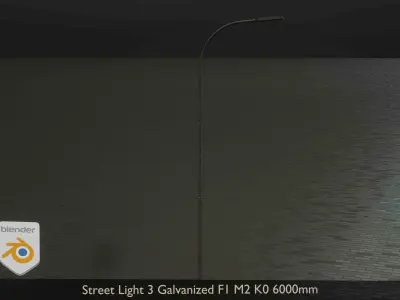  Street Light 3 Galvanized F1 M2 K0 6000mm Low-poly 3D model