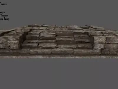 Stairs stone slab Low-poly 3D model