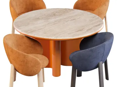 MiniForms BonBon Table and Nebula Chairs - Dining Set 02 3D model