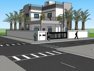 3DHOME house on corner of street 3D model