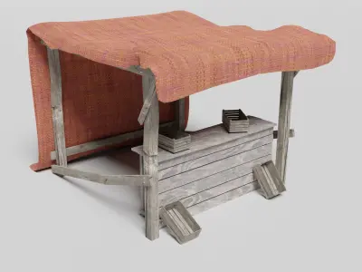 Medieval Marketplace Low-poly 3D model