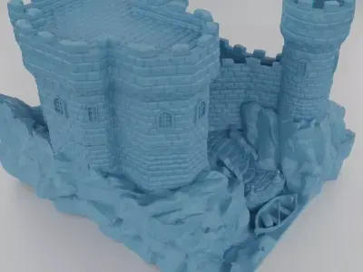 Fort on Cliff Tabletop Terrain 25 mm 3D print model
