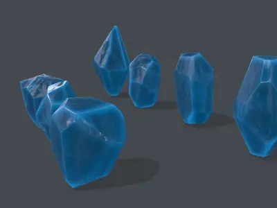 crystal set 1 Low-poly 3D model