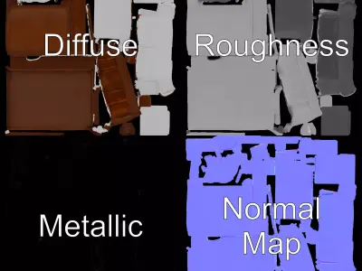 Walnut Sleigh Bed model pack Low-poly 3D model