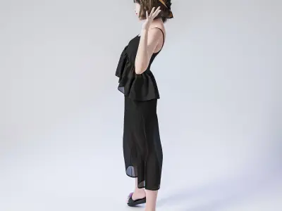 Casual child standing and greeting 3D model