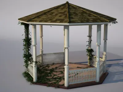 wooden pergola Low-poly 3D model