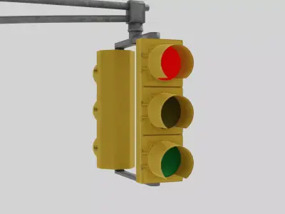 Traffic Light with Pole Low-poly 3D model