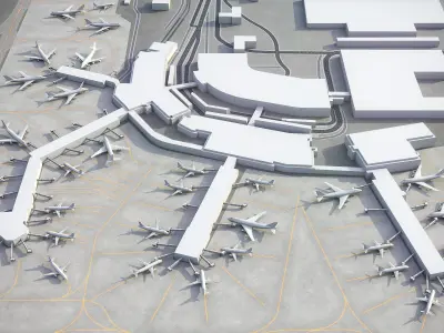 Salt Lake City - Airport - SLC Low-poly 3D model