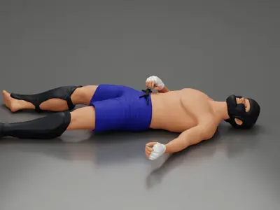 Defeated fighter lying on the floor after the battle 3D print model